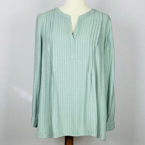 J Jill Long Sleeve Tunic Top Sz SP Sage Green Pintuck Minimalist Cottagecore